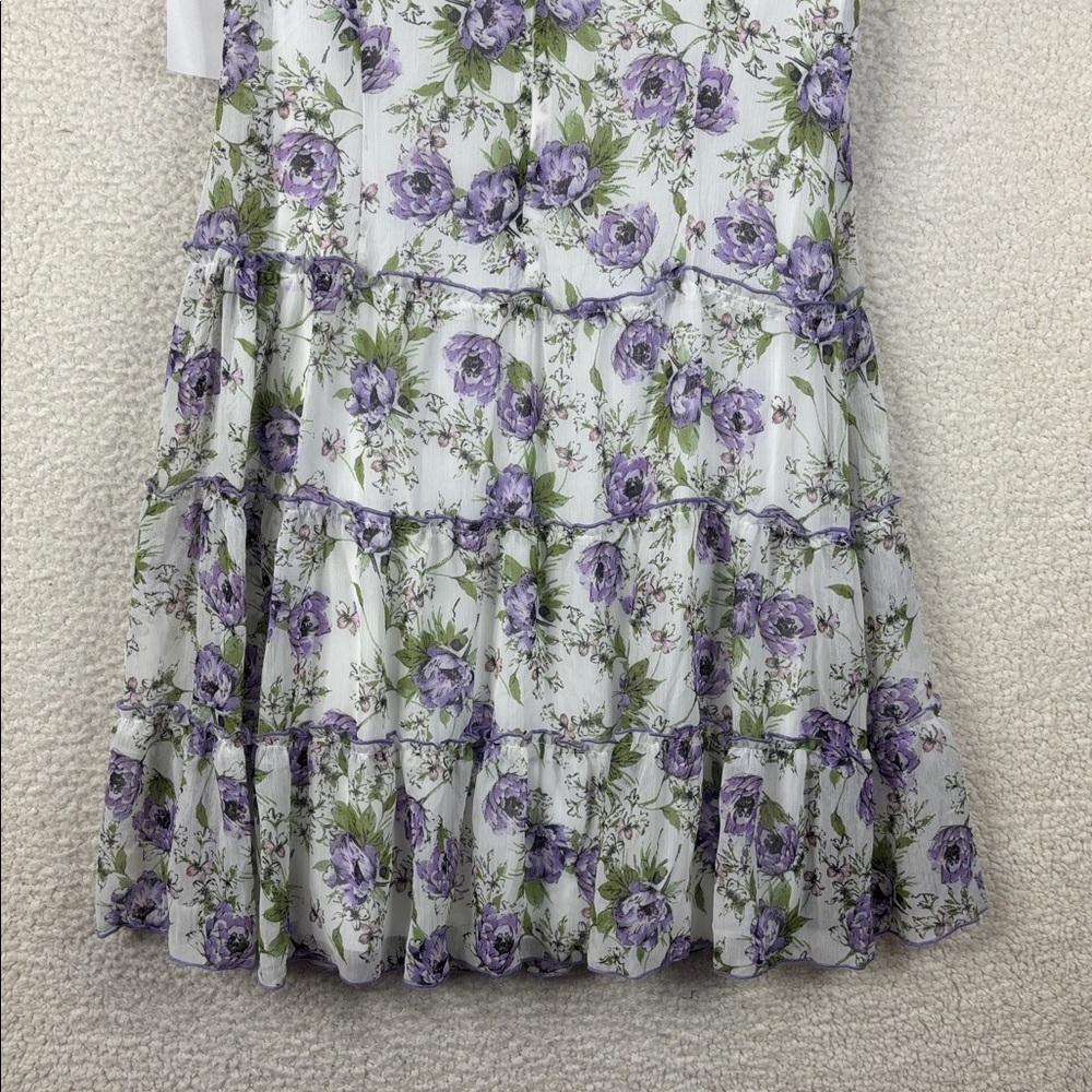 NWT Connected Apparel Womens Purple Floral Print Crew Neck Tank Dress Size 12 - Picture 9 of 12
